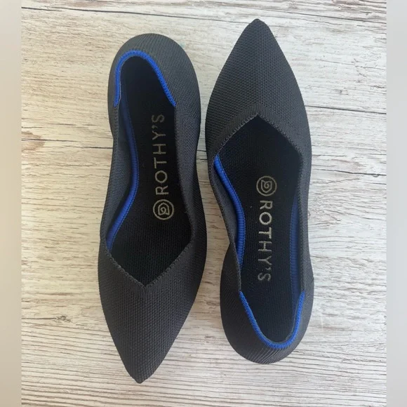 Rothy’s The Point Black Solid Pointed Toe Ballet Flats Shoes 5.5